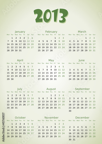simple editable vector calendar 2013