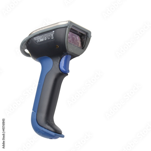 Bluetooth barcode and QR code scanner isolated over white backgr