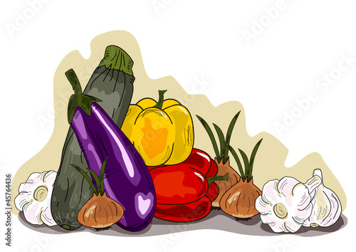 Gemüse, Vegetables  Illustration