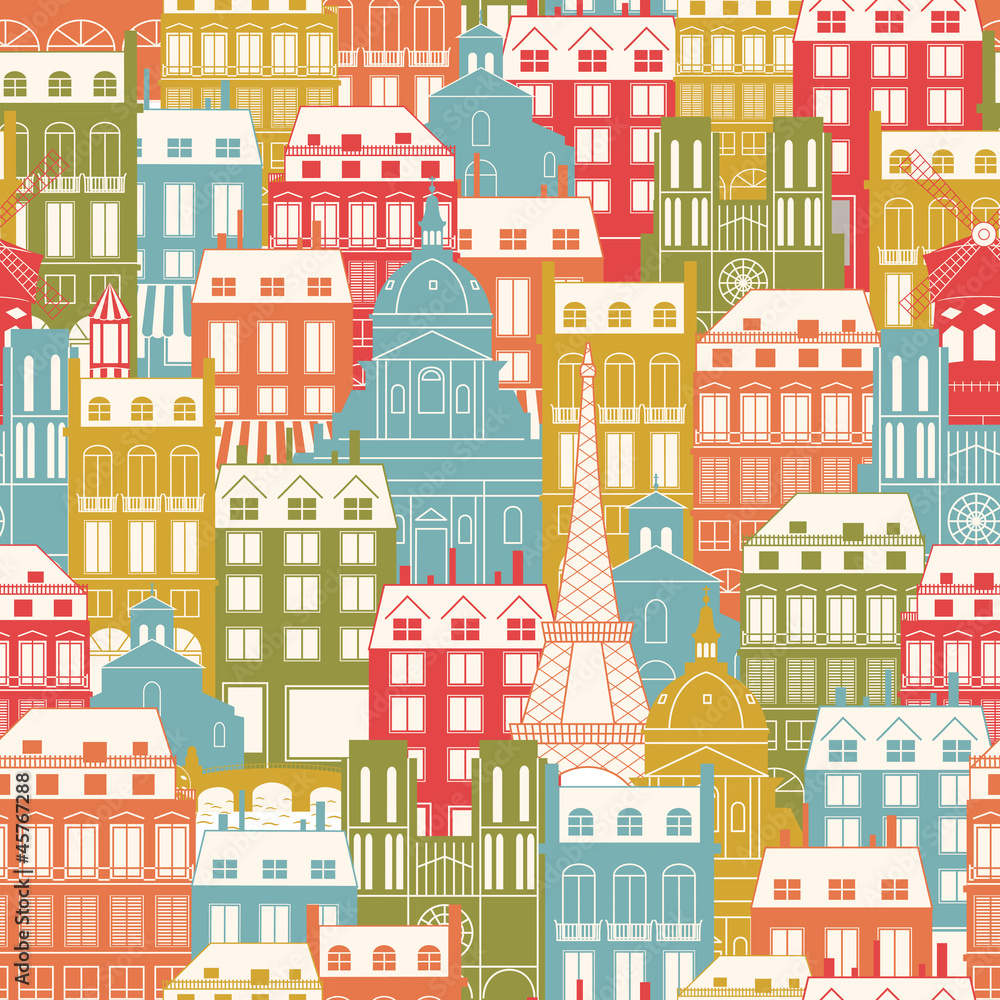 Naklejka premium Paris Cityscape pattern