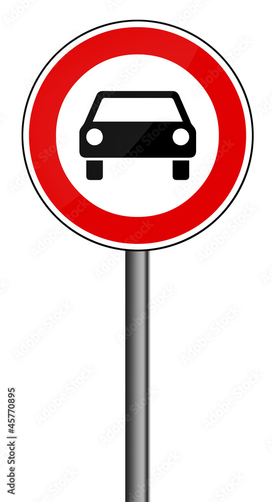 Verbotsschild RAL 3001 signalrot freigestellt - PKW Verbotsschild RAL 3001 signalrot freigestellt - PKW