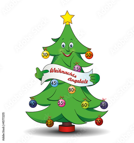 Tannenbaum "Weihnachts-Angebote mit Prozente"