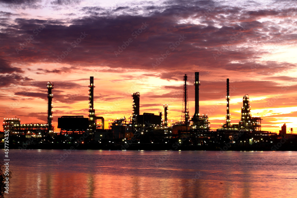 Oil Refinery plant area morning