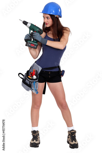 Sexy builder with drill