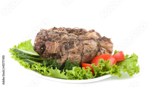 Tasty cold boiled pork with vegetables