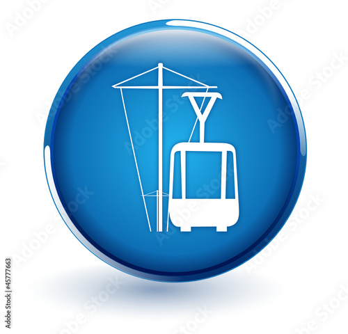 transports en commun sur bouton bleu photo