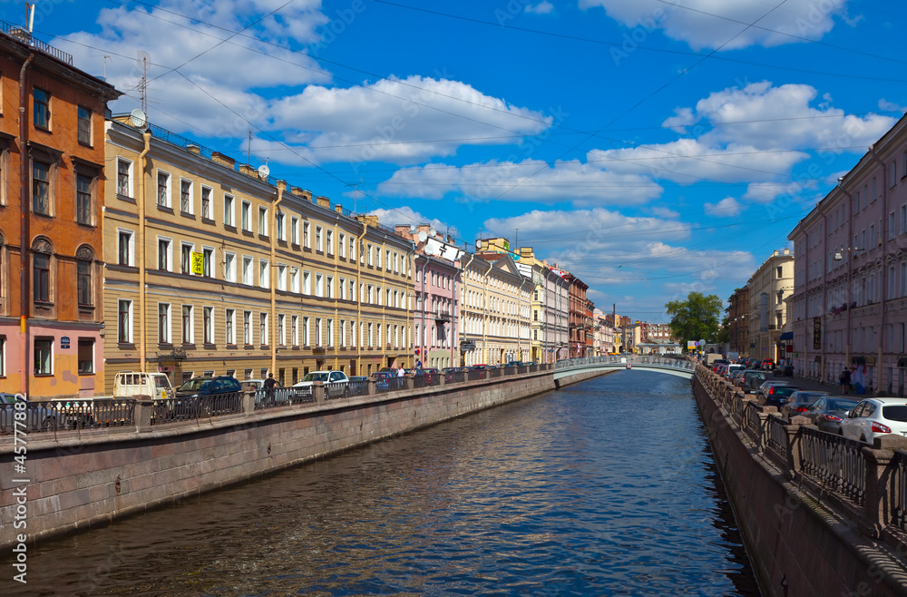 View of St. Petersburg. Griboyedov Canal in sunny day
