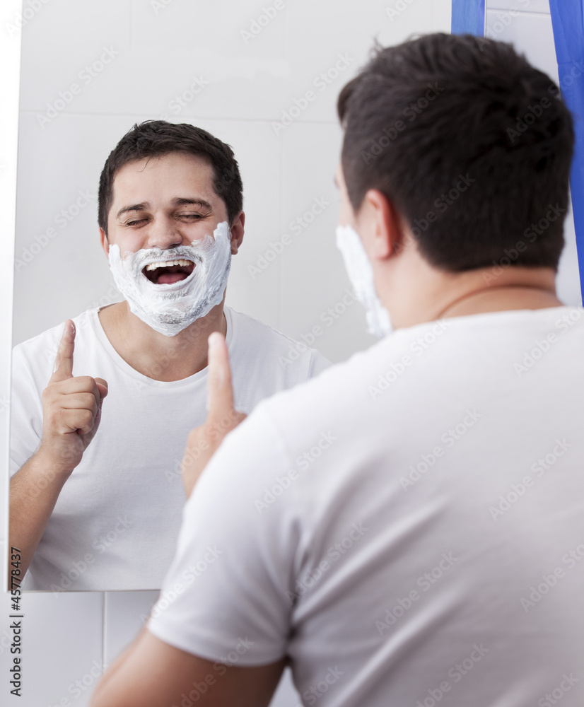 Surprised real men shaving.
