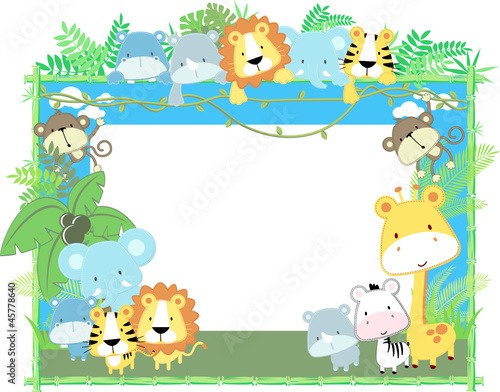 baby jungle animals picture frame
