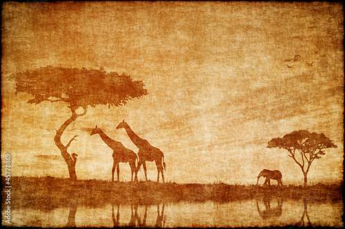 Safari in Africa drawing on ald paper 