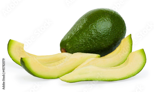 Slice avocado on white background