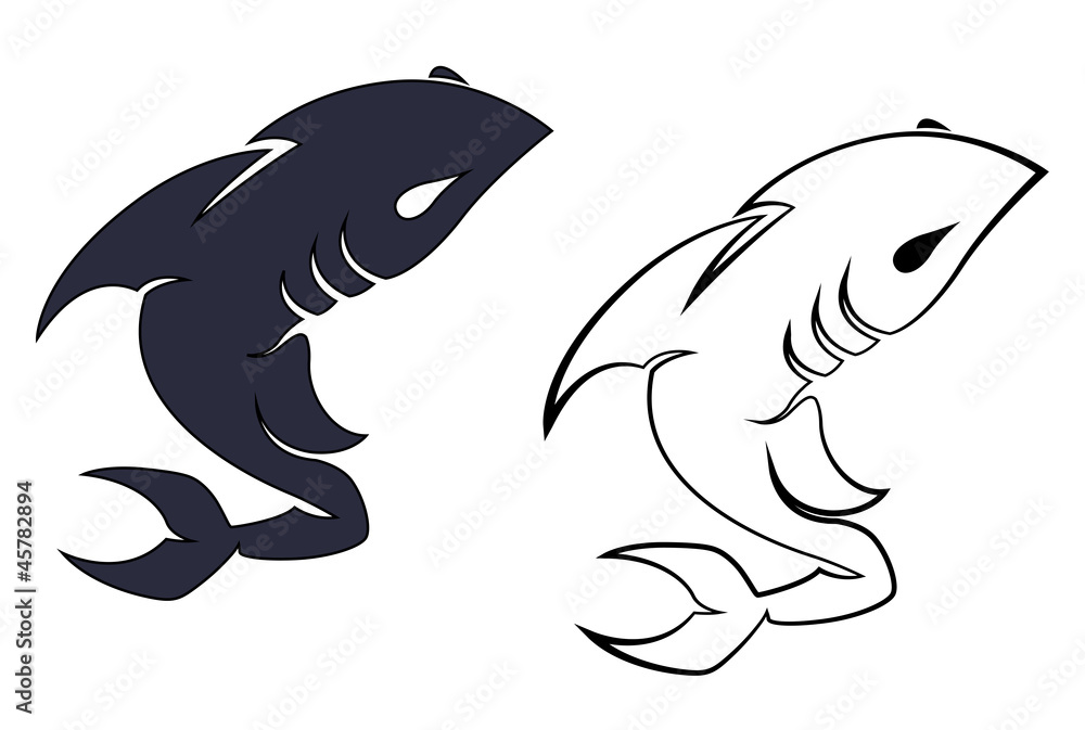 Obraz premium Retro Shark Mascot