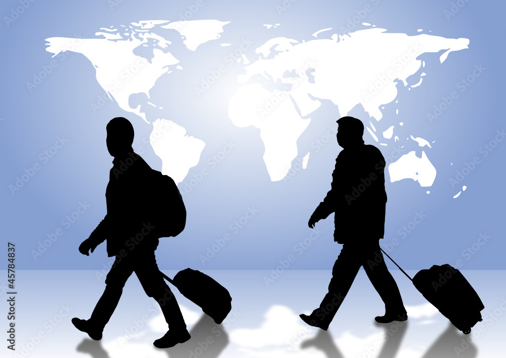 Businessman Walking Through World Map. vector file Businessman Walking Through World Map. vector file