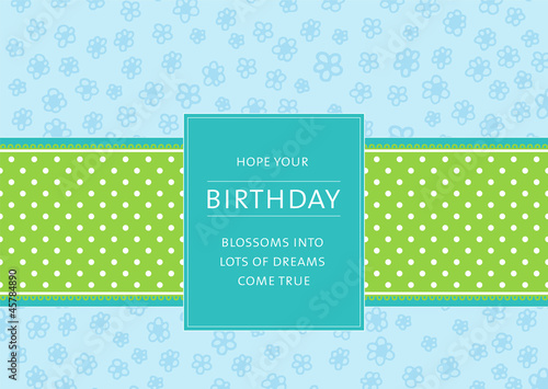 Birthday card with flowers and ribbon with dots