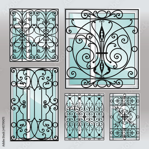 Set of iron window latticies