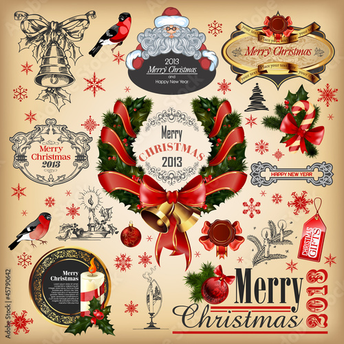 Christmas collection of calligraphic and typographic elements