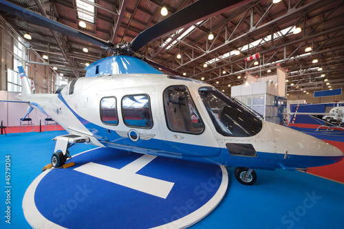 Two helicopters in pavilion on exhibition