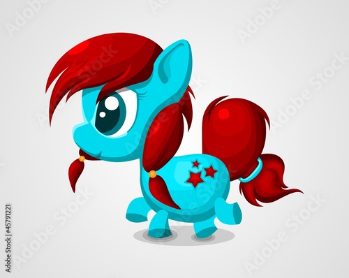blue and red vector pony