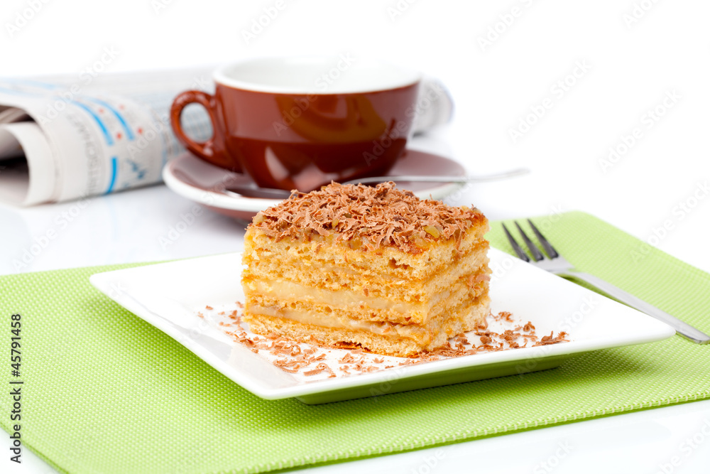 sweet dessert cakes with cup caffee