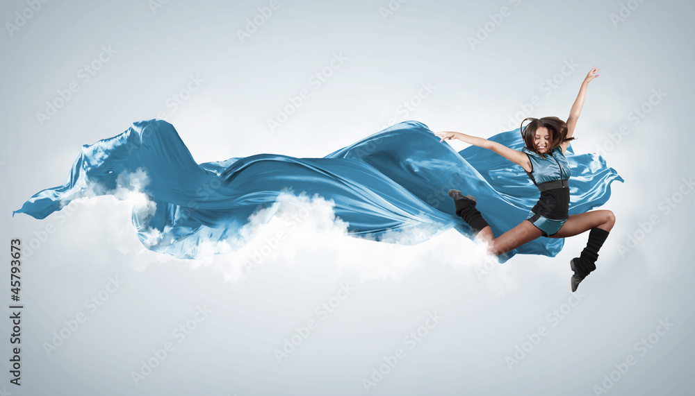 Young woman dancer. With lights effect. Young woman dancer. With lights effect.
