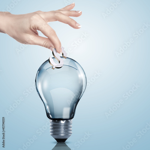 Money inside an electric light bulb