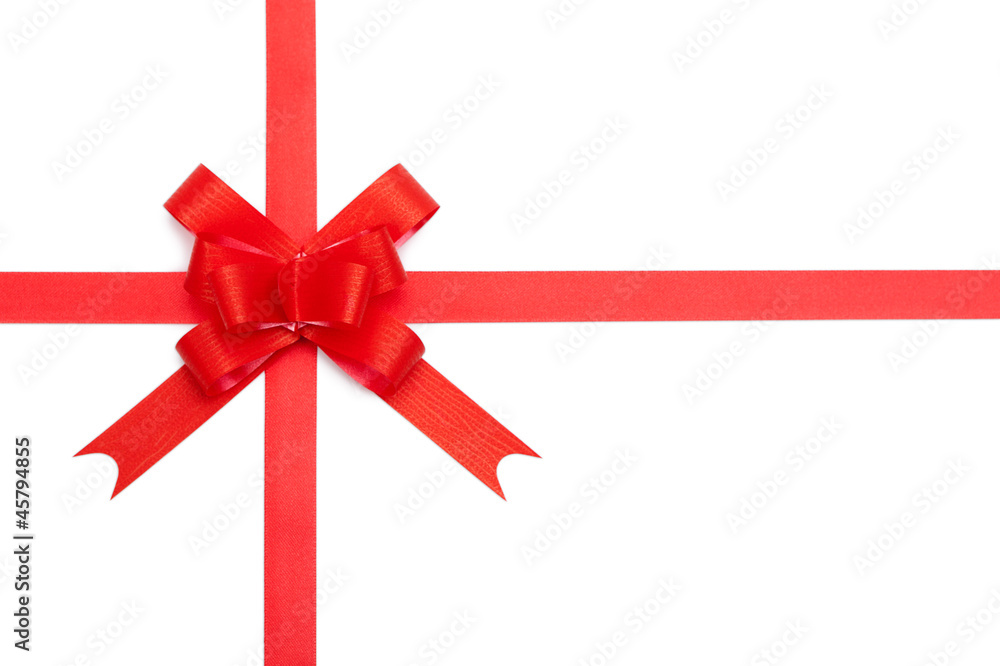 Scarlet gift ribbon bow, isolated on white Scarlet gift ribbon bow, isolated on white
