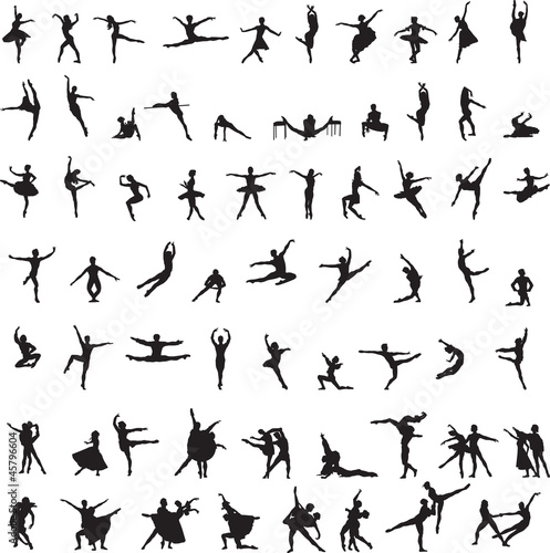set of silhouettes of ballet dancers © roman4