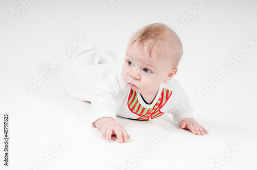 Baby boy in white costume