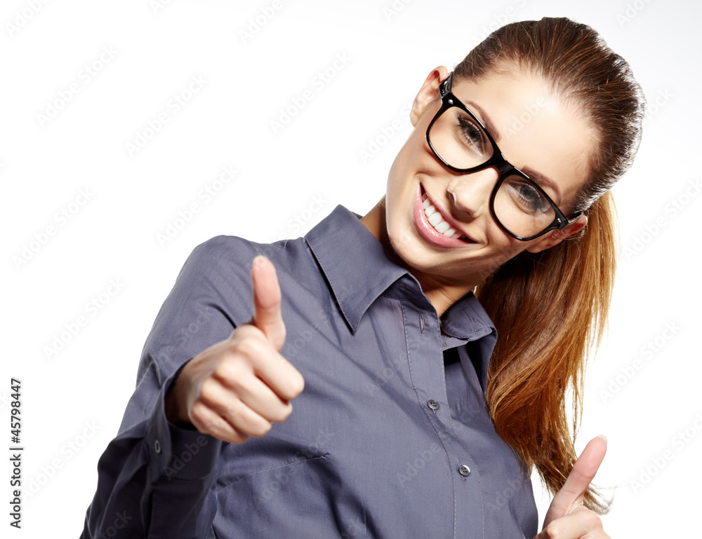 portrait of attractive caucasian smiling woman isolated on white portrait of attractive caucasian smiling woman isolated on white