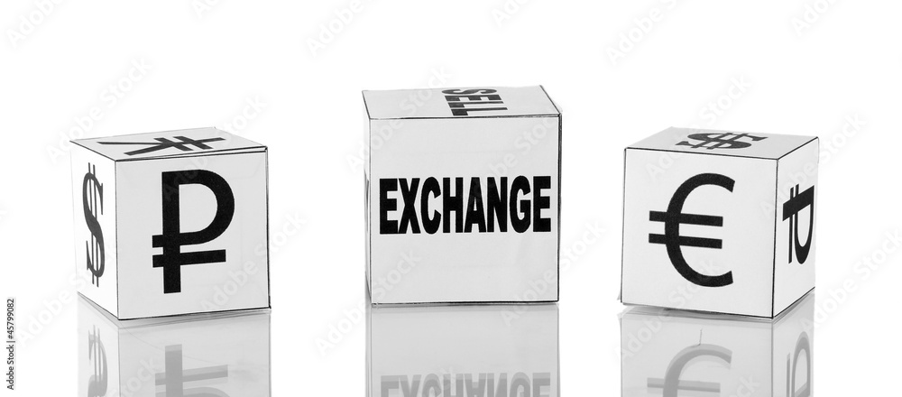 forex. currency in the white dices on white background forex. currency in the white dices on white background