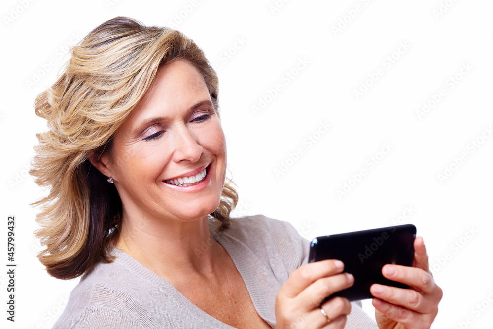 Happy senior woman with tablet computer. Happy senior woman with tablet computer.