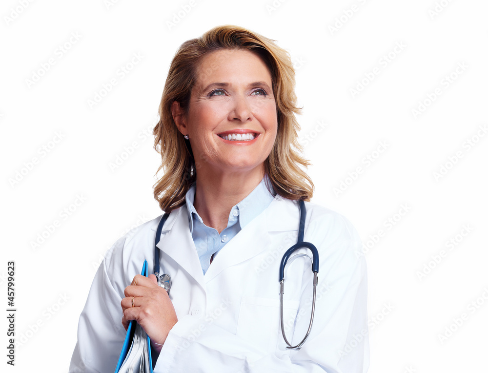 Smiling medical doctor woman with stethoscope. Smiling medical doctor woman with stethoscope.