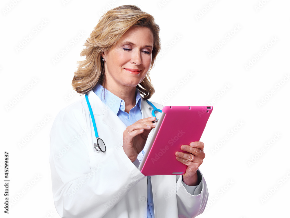 Medical doctor woman with tablet computer. Medical doctor woman with tablet computer.
