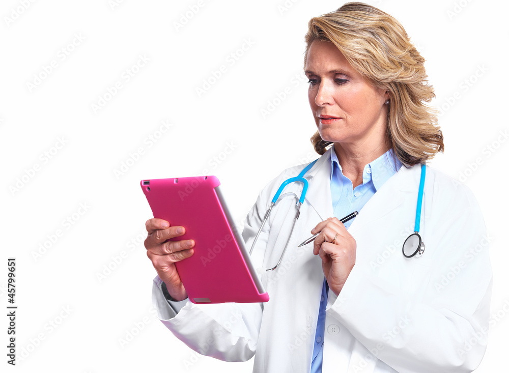Medical doctor woman with tablet computer. Medical doctor woman with tablet computer.