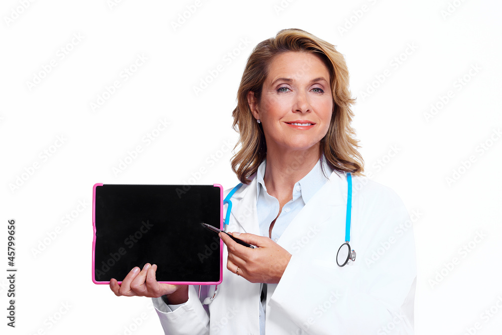 Medical doctor woman with tablet computer. Medical doctor woman with tablet computer.