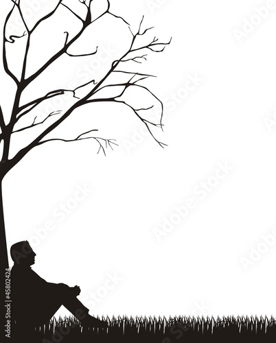 man sitting silhouette