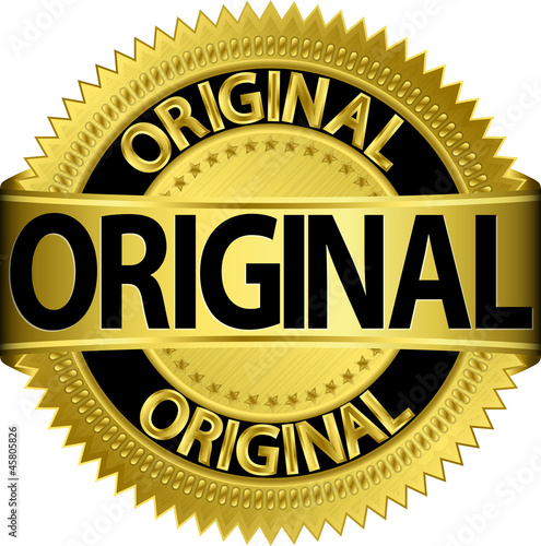 Golden original label, vector illustration