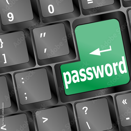 concept of accessibility with password button on the laptop