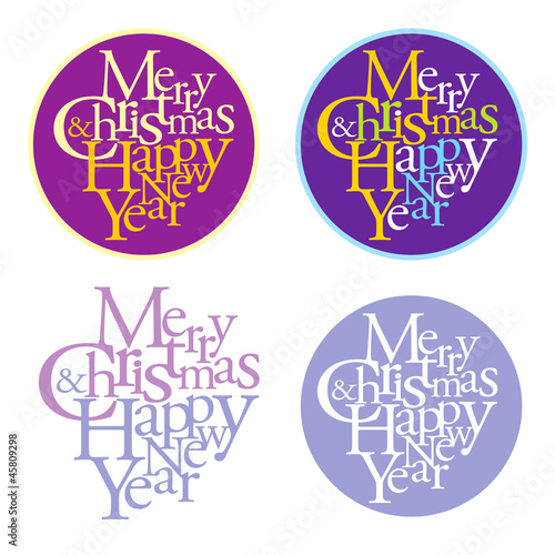 Merry christmas and happy new year decorative inscription