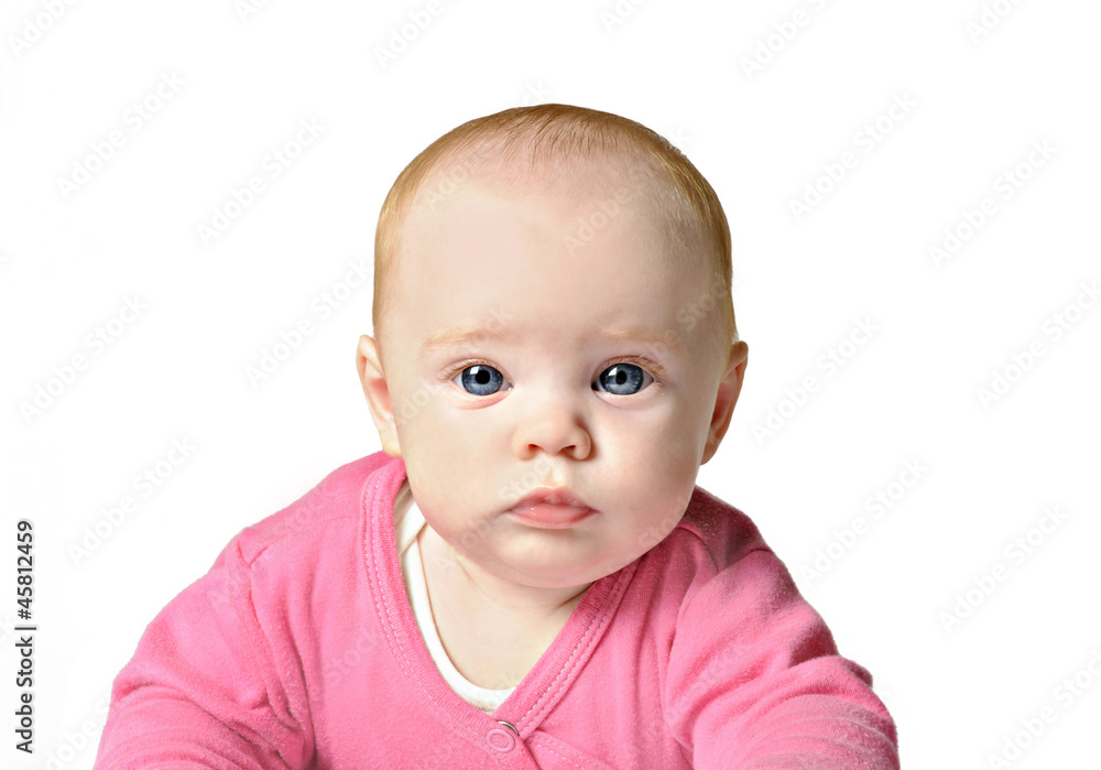 Baby girl on white background