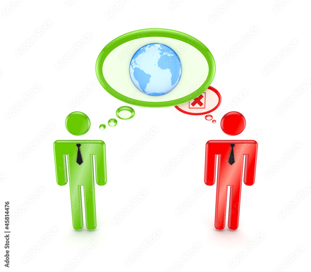 3d small people with globe symbol and red cross mark. 3d small people with globe symbol and red cross mark.