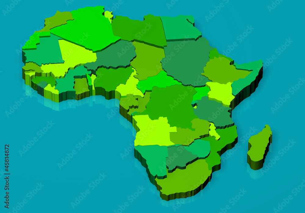 Political map of Africa 3D