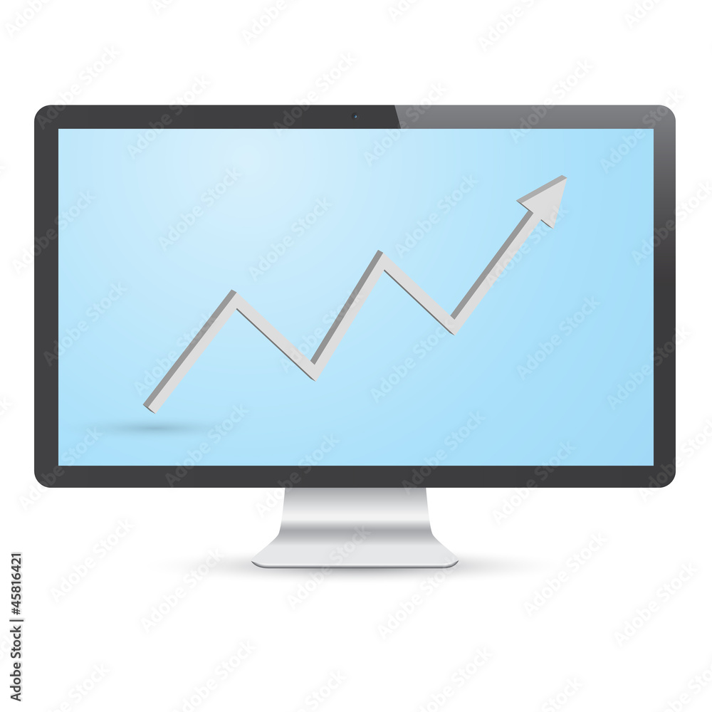 Computer display showing business graph eps10 vector Computer display showing business graph eps10 vector