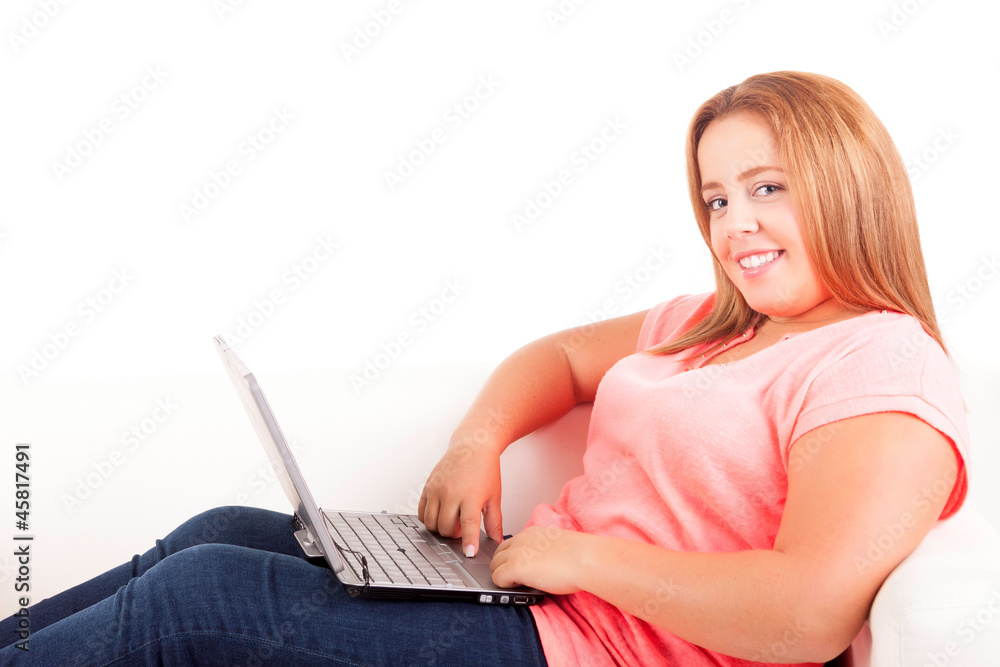 Naklejka premium Overweighted woman