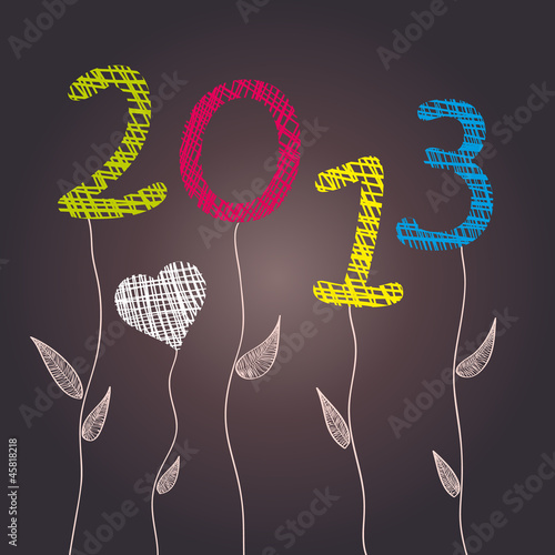 New Year 2013 Celebration - Abstract flowers.