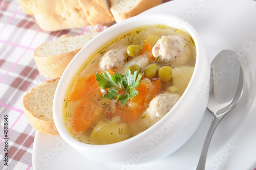 chicken soup with meatballs 