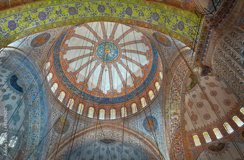 Decorated dome of the Blue Mosque in Istanbul  Turkey