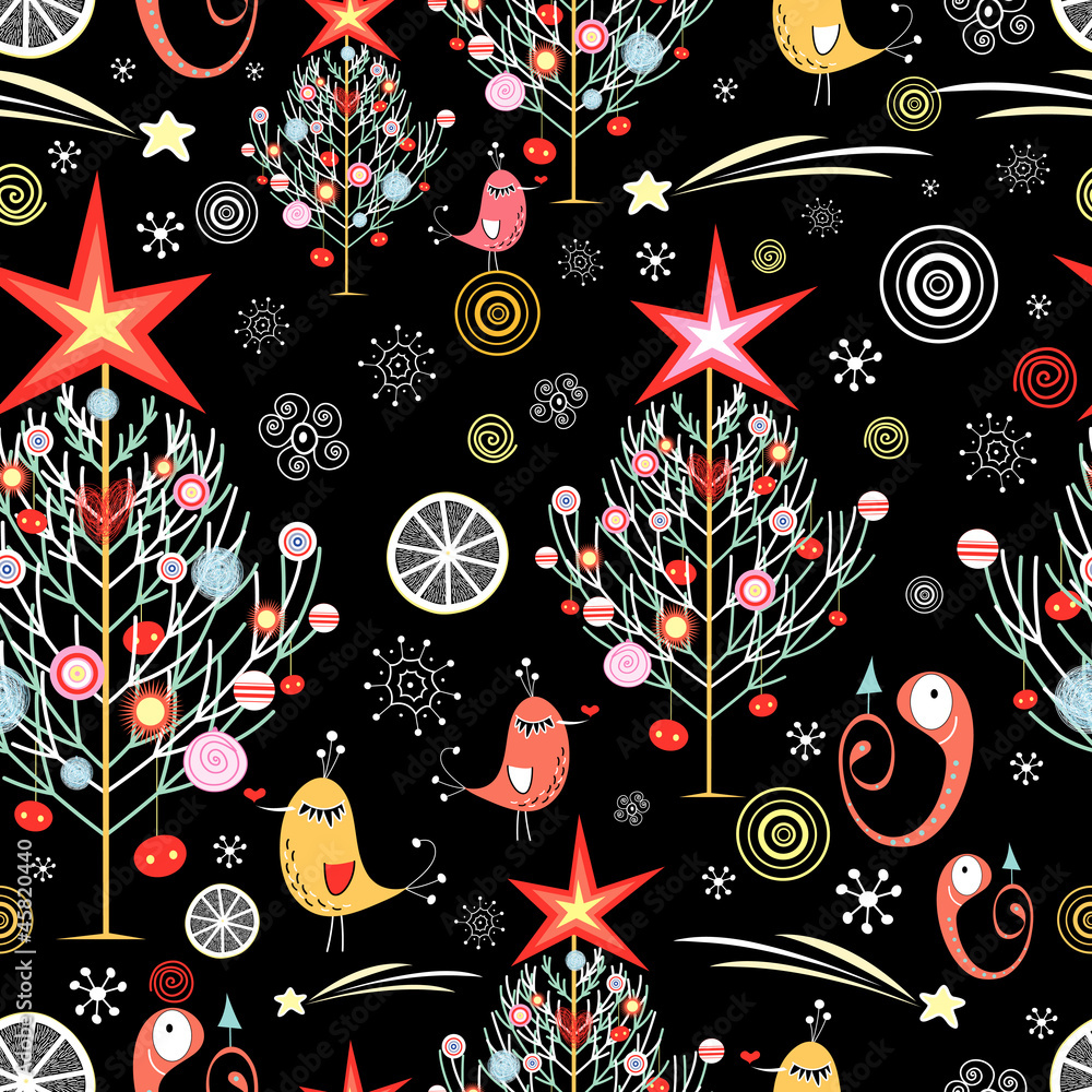 Fototapeta premium Christmas texture with Christmas trees