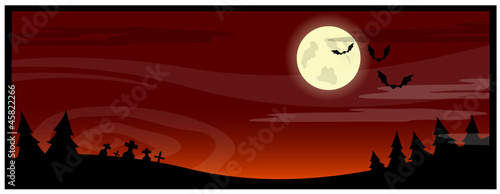 Red background on the Halloween theme