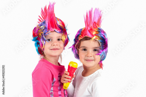 Girl with a colorful wig